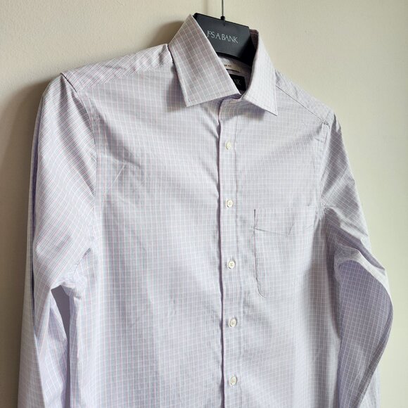 14.5 32/33 Dress Shirt White Blue Pink Checked Jos A Bank Size New Checks Mens - Picture 12 of 17